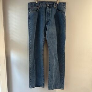 Levi's‎ 501 Mens W34 L32 Button Fly Straight Leg Blue Denim Jeans